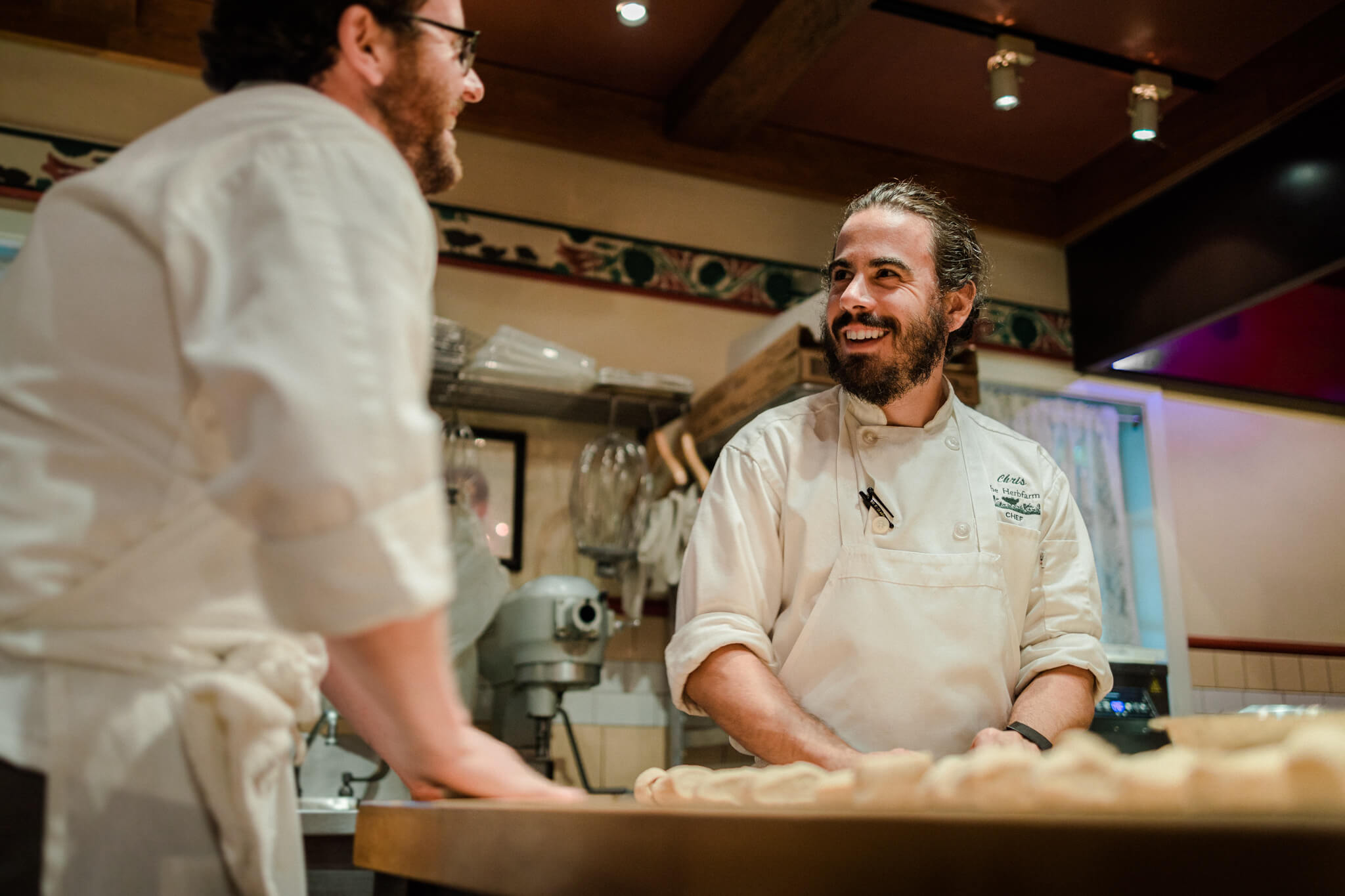 Chef Chris preparing food at The Herbfarm in Woodinville. 