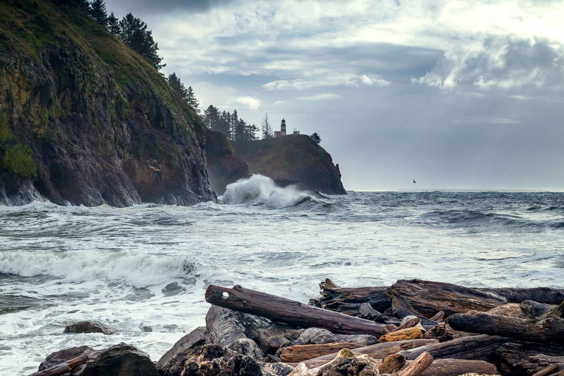 Where to Go Storm Watching in Washington State as waves crash against the cliffs