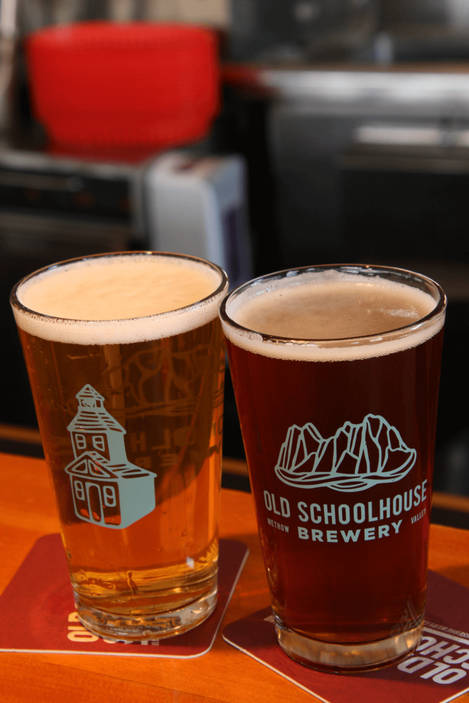 Craft beers at Old Schoolhouse Brewery in Winthrop, WA. 